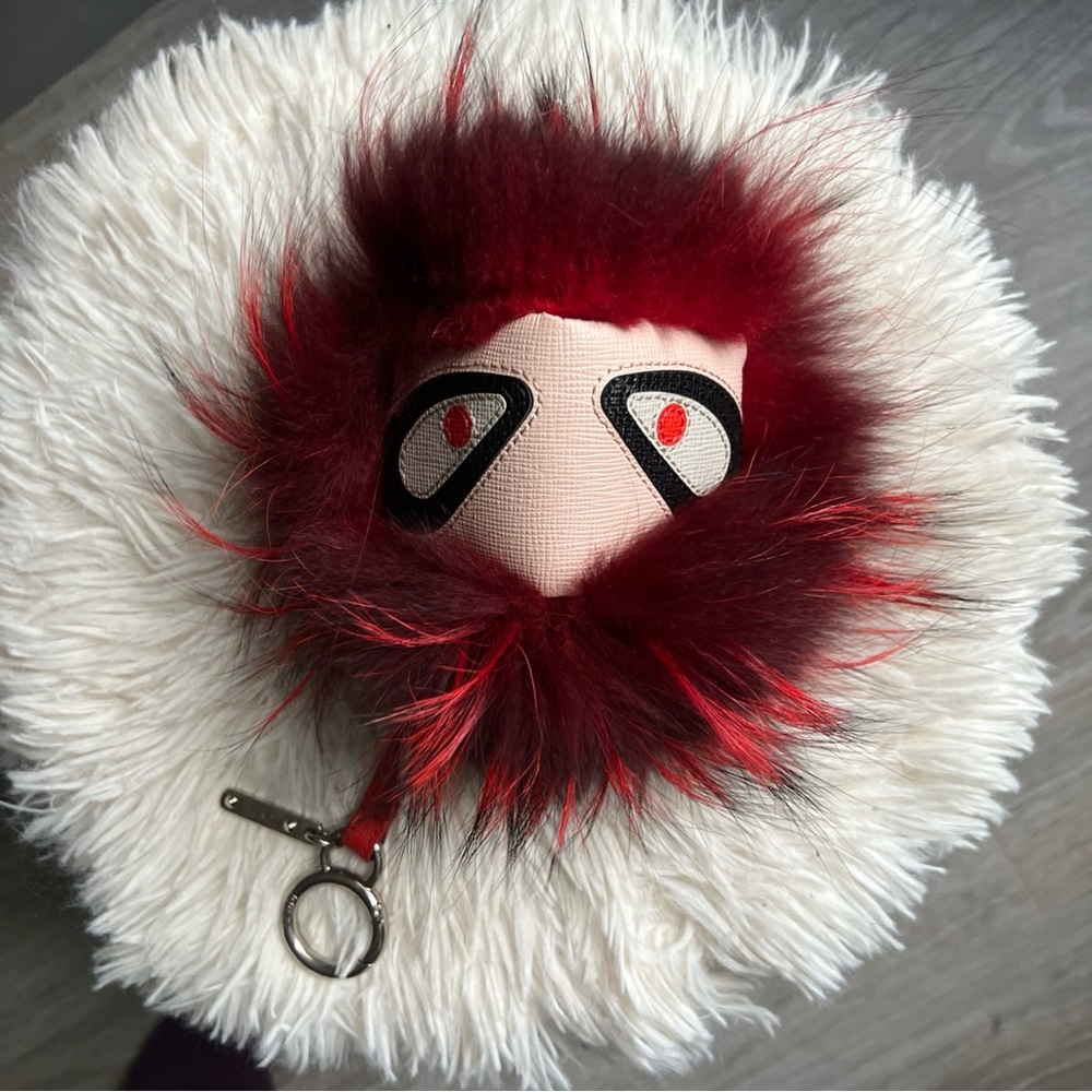 Fendi Red Fur Bag Bugs Leather Key Chain / Bag Charm WOB - Picture 10 of 12